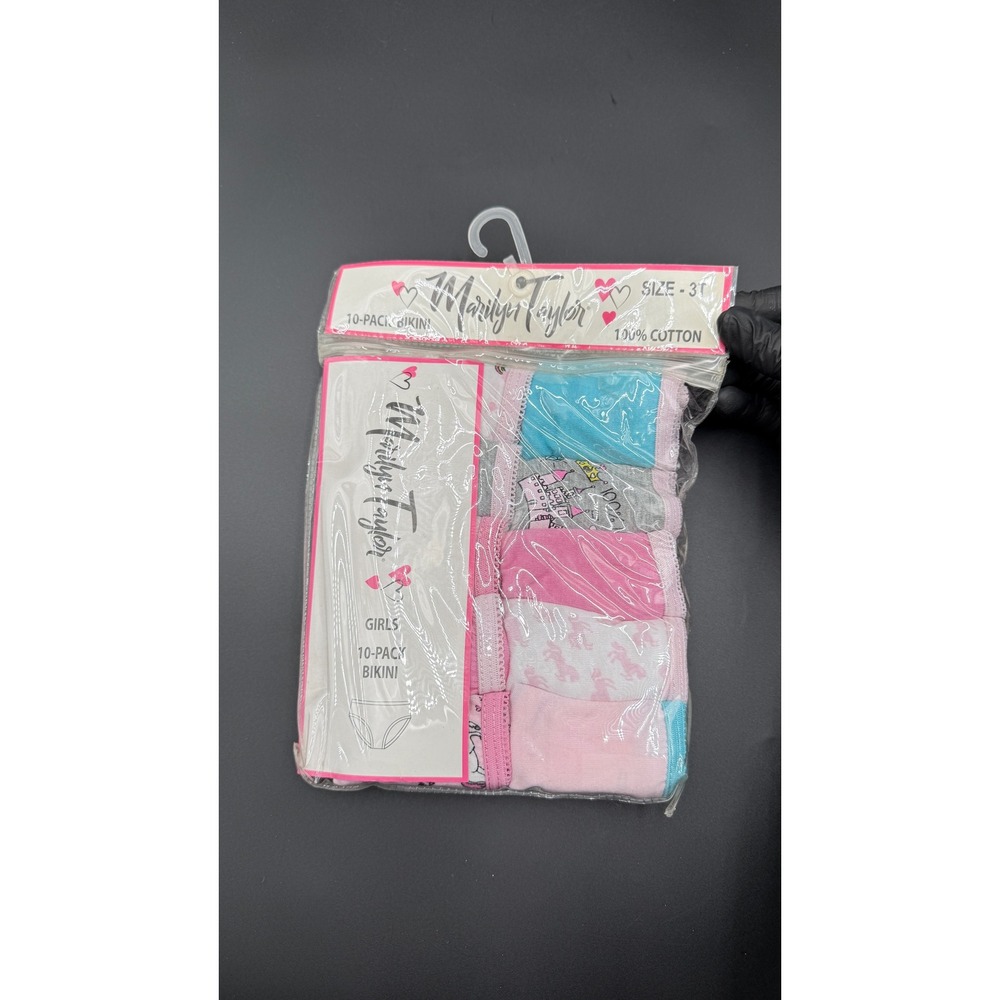 Marilyn Taylor Girls 10-Pack Bikini Underwear Size 3T 100% Cotton Pink Blue New